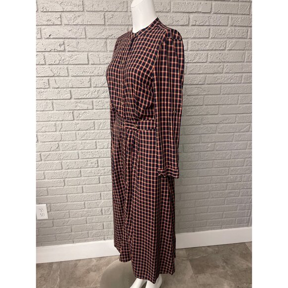 NWT Court & Rowe Kingsley Women Plaid Button Down Long Sleeve Pleated Maxi Dress - Picture 4 of 10